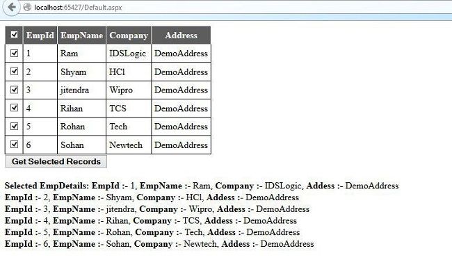 Get Row Cell Value From Grid View of Checked Checkbox in ASP.Net